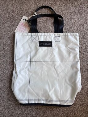 Rewilder 100% Upcycled White Reversible Tote Bag with Black Handles